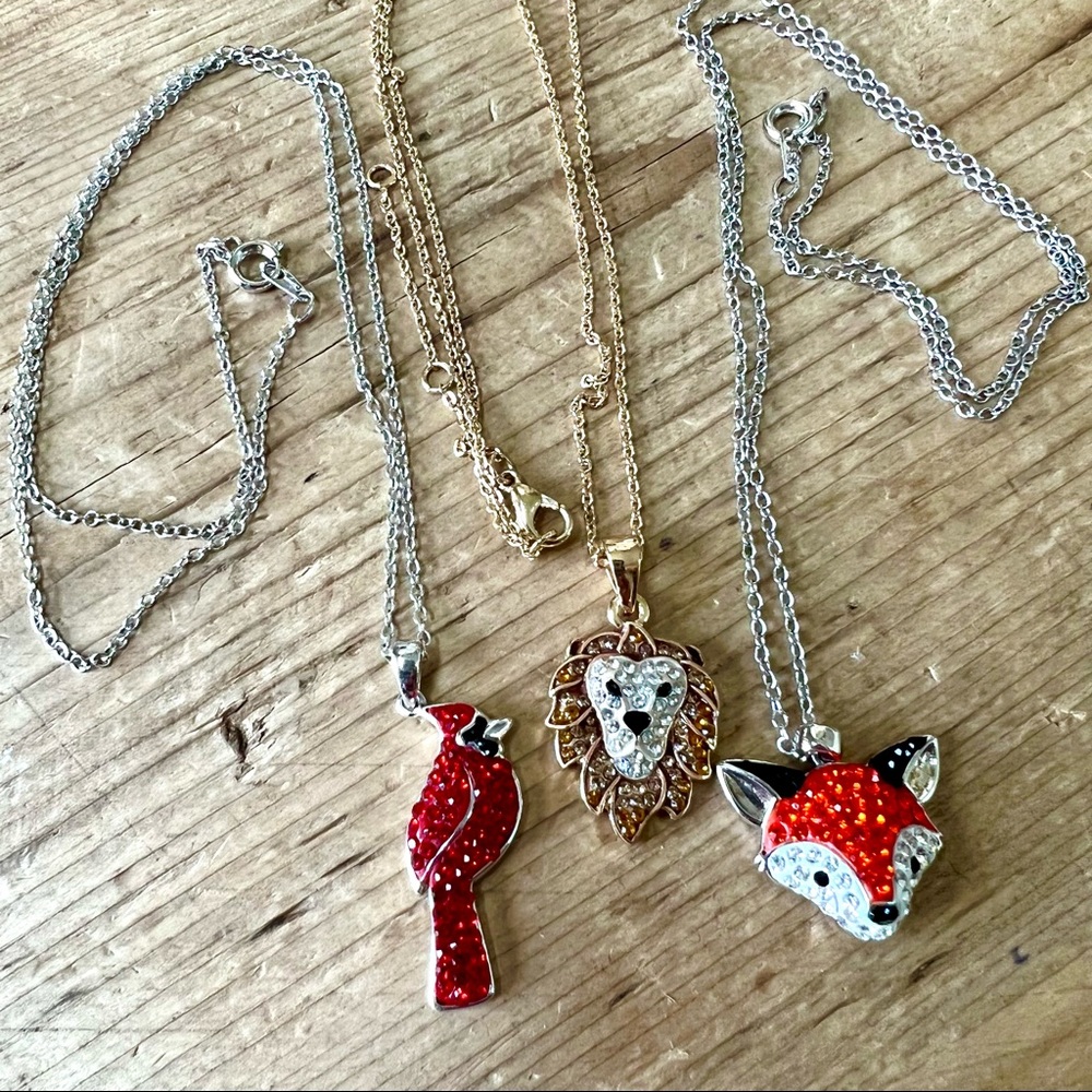 Bundle of Animal Pendant Rhinestone Necklaces